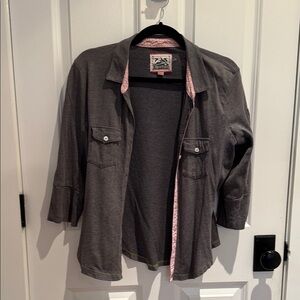 Alp-n-Rock Grey Button Down Shirt with Pink Accents